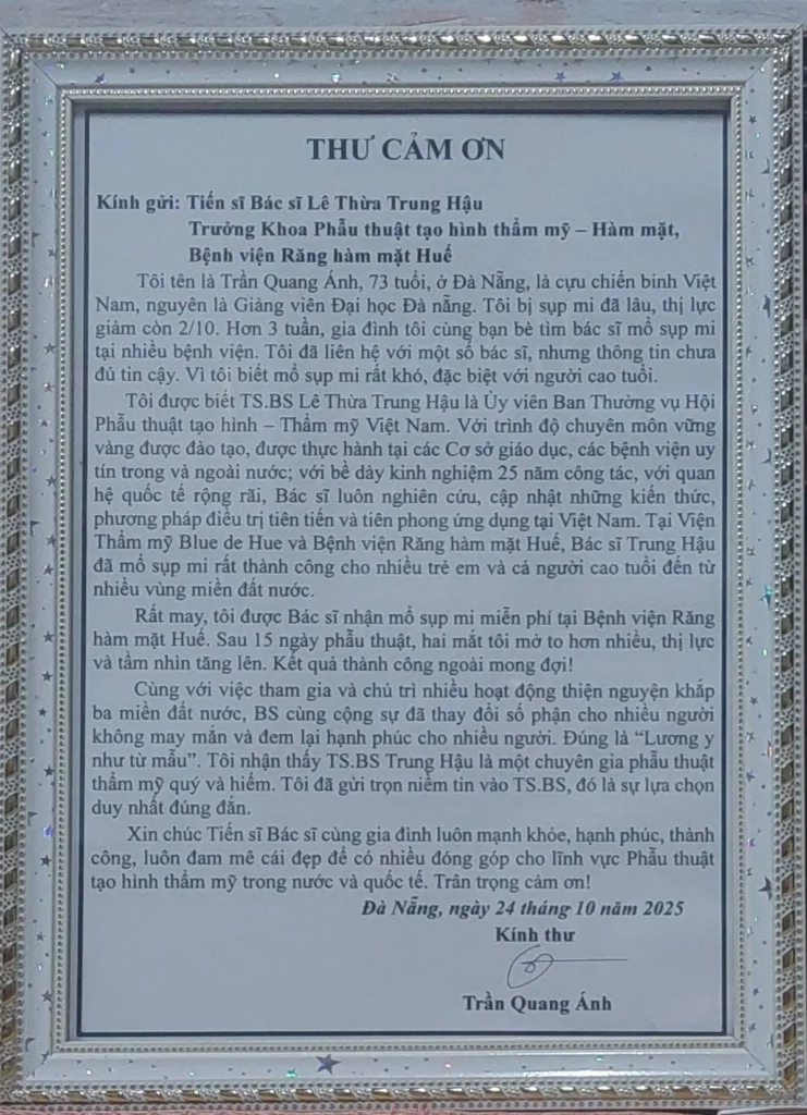 Thư cảm ơn của Bác Ánh - 73 tuổi
